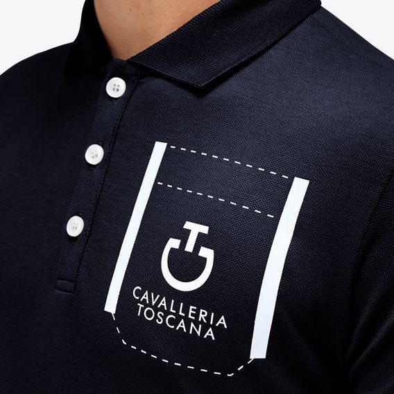 Tričko Cavalleria Toscana Pocket Print Jersey Button Up Traning Polo dětské K 2023