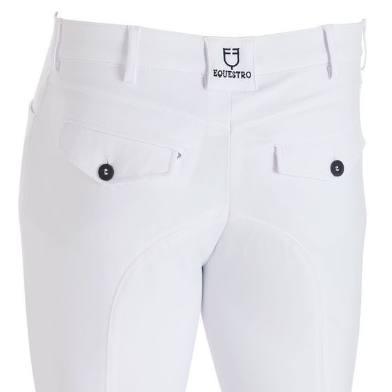 Rajtky Equestro Slim Fit Knee Grip pánské M/48 white - SLEVA - rozpitá barva u loga