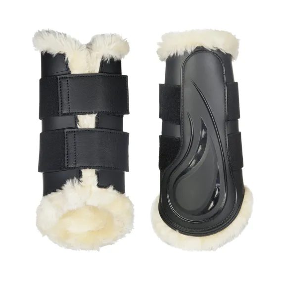 Kamaše HKM Comfort se syntetickým beránkem OUTLET (černá/přírodní L) SLEVA - špinavé