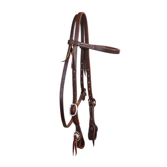 Uzdečka westernová Paul Taylor Oiled Harness Leather Double Buckle Browband Headstall with Conchos