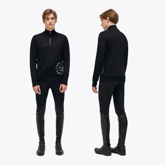 Svetr Jacquard Orbit Merinos Blend Half-Zip KOLEKCE (L tm. modrá) SLEVA - zašitý rukáv