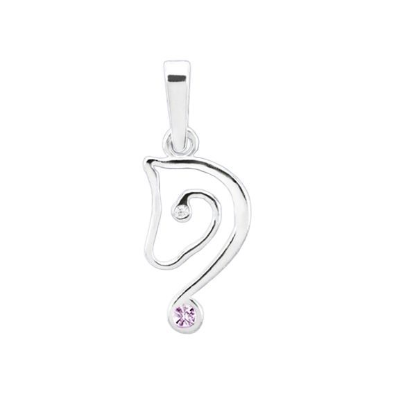 Přívěsek hlava koně s barevnými zirkony Star malá z pravého stříbra Amethyst CZ