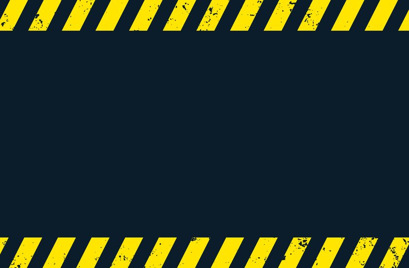 modrý banner s černo-žlutým okrajem