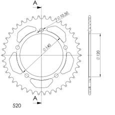 REAR ALU SPROCKET SUPERSPROX RAL-1793:42-BLK MELNS/PELĒKS 42T, 520