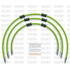 STANDARD PRIEKŠĒJO BREMŽU ŠĻŪTEŅU KOMPLEKTS VENHILL POWERHOSEPLUS SUZ-5006F-GR (3 ŠĻAUKAS KOMPL.) GREEN HOSES, CHROMED FITTINGS