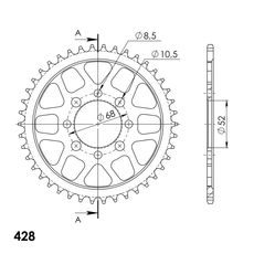 AIZMUGURĒJAIS ZOBRATS SUPERSPROX RFE-802:42-BLK MELNS/PELĒKS 42T, 428