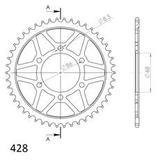 AIZMUGURĒJAIS ZOBRATS SUPERSPROX RFE-468:46-BLK MELNS/PELĒKS 46T, 428