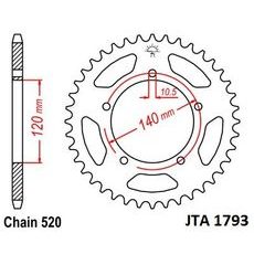 AIZMUGURĒJAIS ALU ĶĒDES ZOBRATS JT JTA 1793-42 42T, 520