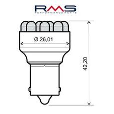 SPULDZE RMS 246510510 12V 12 LED, BA15S S25 ZILS