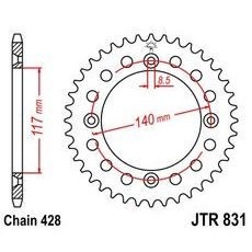 AIZMUGURĒJAIS ZOBRATS JT JTR 831-46 46T, 428