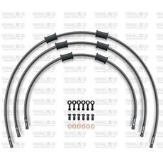 STANDARD PRIEKŠĒJO BREMŽU ŠĻŪTEŅU KOMPLEKTS VENHILL POWERHOSEPLUS KAW-7003FB-CB (3 ŠĻAUKAS KOMPL.) CARBON HOSES, BLACK FITTINGS