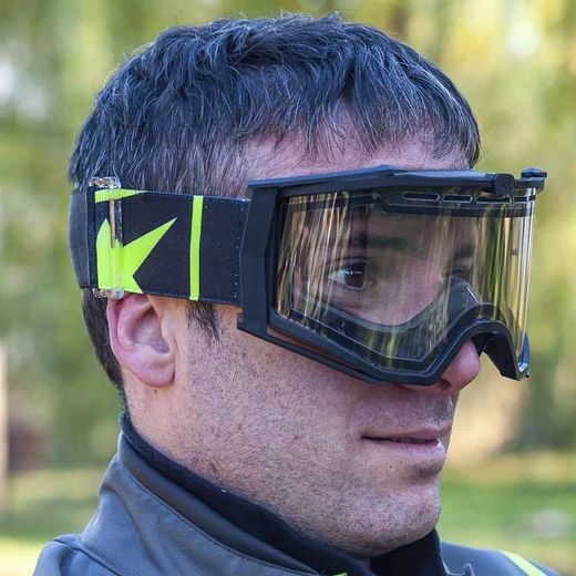 GOGGLES ARIETE 8K ENDURO 14960-EGF DOUBLE CLEAR LENS MELNS/PELĒKS