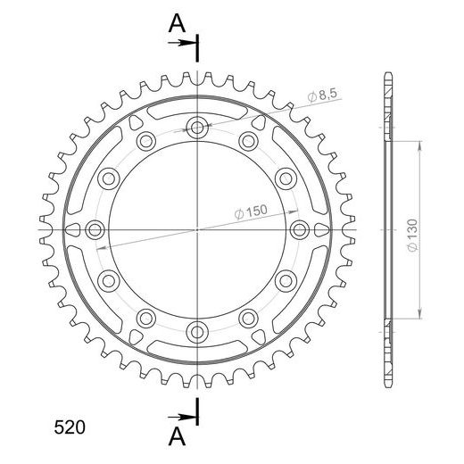 AIZMUGURĒJAIS ZOBRATS SUPERSPROX RFE-245/2:44-BLK MELNS/PELĒKS 44T, 520