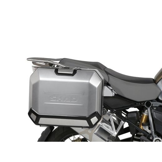 COMPLETE SET OF ALUMINUM CASES SHAD TERRA, 37L TOPCASE + 36L / 47L SIDE CASES, INCLUDING MOUNTING KIT AND PLATE SHAD R 1200 GS ADVENTURE/ R 1250 GS ADVENTURE
