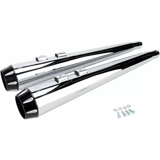 IZPŪTĒJS MUFFLERS 4" MEGAPHONE LOUD | FLT 95-16 - CHROME/BLACK FOR HARLEY DAVIDSON FLHR 1340
