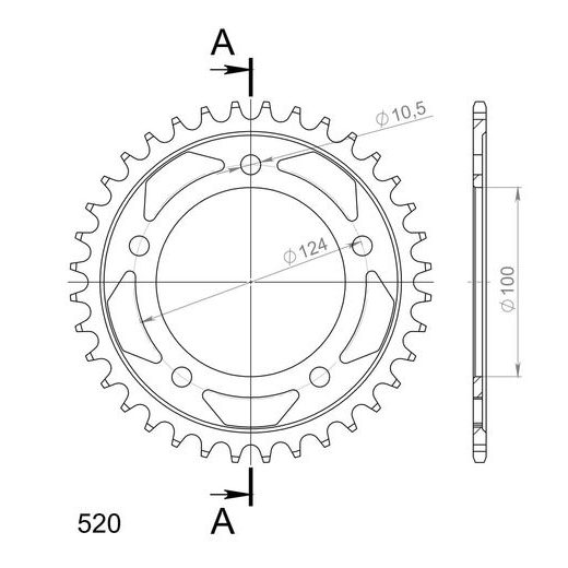 AIZMUGURĒJAIS ZOBRATS SUPERSPROX RFE-744:36-BLK MELNS/PELĒKS 36T, 525