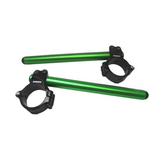 ALUMINIUM-FORGED CLIP-ONS ACCOSSATO CP003 WITH METAL CLAMP COMPOSED OF 2 HALF-RINGS 10 DEGREES INCLINATION, GREEN