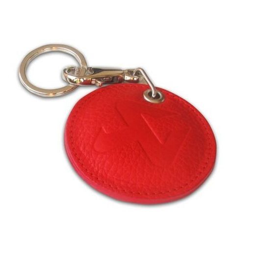ROUND LEATHER KEYCHAIN - RED