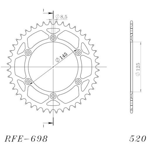 AIZMUGURĒJAIS ZOBRATS SUPERSPROX RFE-698:44-BLK MELNS/PELĒKS 44T, 520