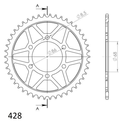 ĶĒDES KOMPLEKTS D.I.D CHAIN - SUDRABA CHAIN 428 D, NON-SEALED, CHK FRONT SPROCKET SUPERSPROX, CHK REAR SPROCKET SUPERSPROX PRIEKŠ KAWASAKI BN 125 ELIMINATOR 1998-2007