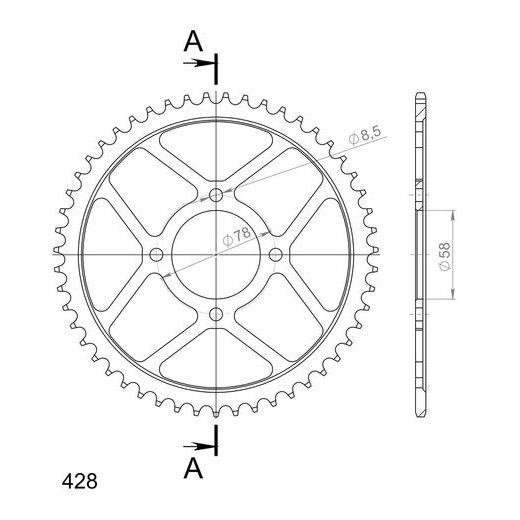 AIZMUGURĒJAIS ZOBRATS SUPERSPROX RFE-810:51-BLK MELNS/PELĒKS 51T, 428