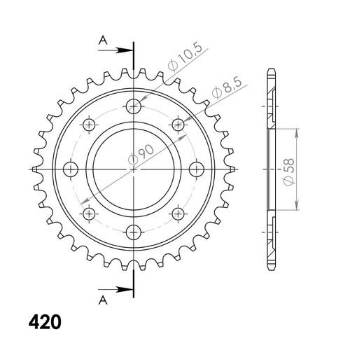 AIZMUGURĒJAIS ZOBRATS SUPERSPROX RFE-214:34-BLK MELNS/PELĒKS 34T, 420
