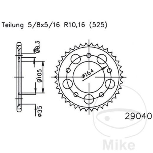 AIZMUGURĒJAIS ZOBRATS JMT (47T, FOR CHAIN 525)