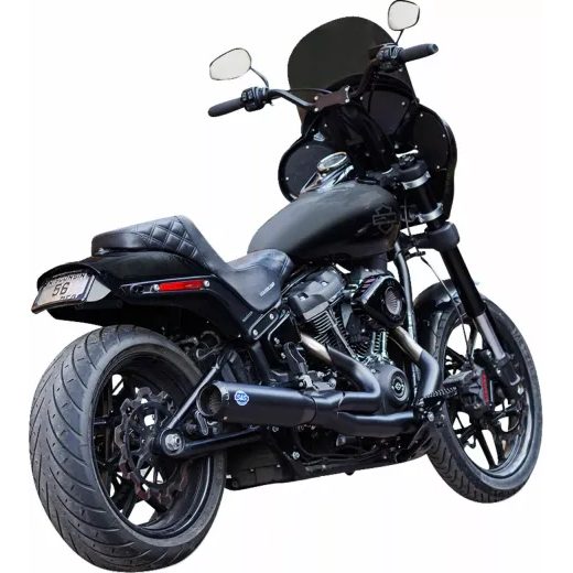 IZPLŪDES SISTĒMA 2-1 QUALIFIER RACE - SOFTAIL 18-24 - BLACK FOR HARLEY DAVIDSON FLDE 1750 ABS (NERŪSĒJOŠAIS TĒRAUDS)