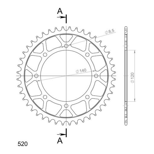 AIZMUGURĒJAIS ZOBRATS SUPERSPROX RFE-487:44-BLK MELNS/PELĒKS 44T, 520
