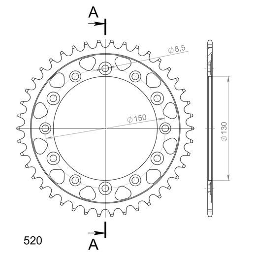 ĶĒDES KOMPLEKTS EK - SUDRABA CHAIN 520 DEX, X-RING (X, NX, QX, XS), CHK FRONT SPROCKET JT, CHK REAR SPROCKET SUPERSPROX PRIEKŠ HONDA XR 350 R 1985-1987