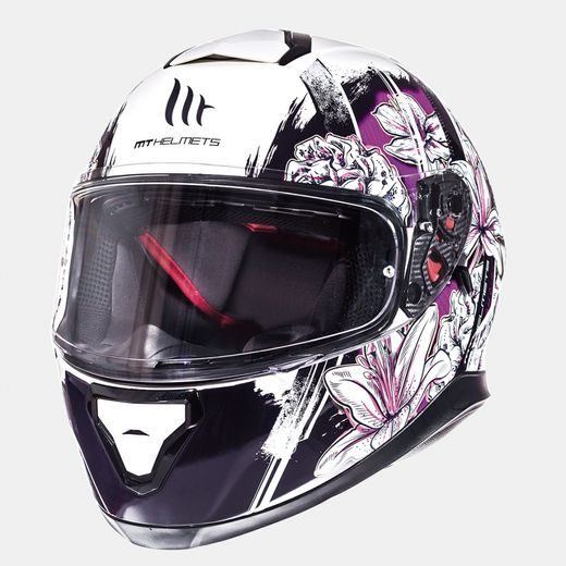 ĶIVERE MT HELMETS THUNDER 3 SV WILD GARDEN GLOSS PEARL WHITE/PURPLE