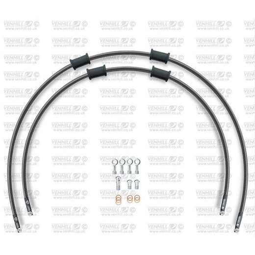 RACE PRIEKŠĒJO BREMŽU ŠĻŪTEŅU KOMPLEKTS VENHILL POWERHOSEPLUS DUC-10002FS-CB (2 ŠĻAUKAS KOMPLEKTĀ) CARBON HOSES, STAINLESS STEEL FITTINGS