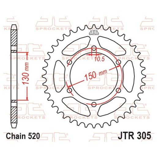 AIZMUGURĒJAIS ZOBRATS JT JTR 305-46 46T, 520