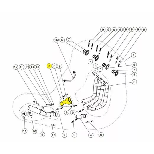 COLLECTOR HEADPIPES AND COLLECTORS FOR SUZUKI GSX-R 1000 (NERŪSĒJOŠAIS TĒRAUDS)