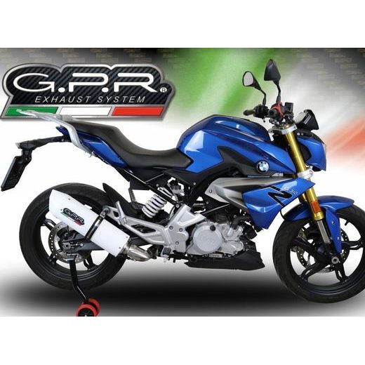 PILNA IZPLŪDES SISTĒMA GPR ALBUS EVO4 E4.BM.CAT.93.ALBE4 WHITE GLOSSY PRIEKŠ BMW G 310 R 2017-2021