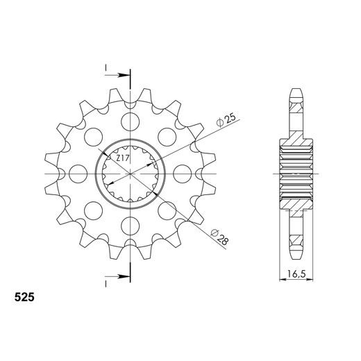 PRIEKŠĒJAIS ZOBRATS SUPERSPROX CST-1904:17 17T, 525