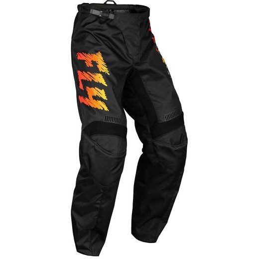 BIKSES FLY MX-PANTS F-16 YOUTH (MELNS, DZELTENS)