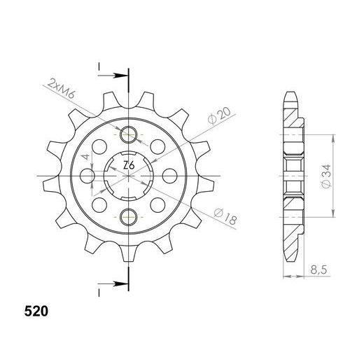 ĶĒDES KOMPLEKTS EK - SUDRABA CHAIN 520 H, NON-SEALED, CHK FRONT SPROCKET SUPERSPROX, CHK REAR SPROCKET SUPERSPROX PRIEKŠ HONDA CMX 250 REBEL 1997-1999
