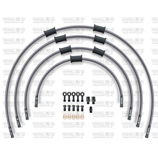 STANDARD PRIEKŠĒJO BREMŽU ŠĻŪTEŅU KOMPLEKTS VENHILL POWERHOSEPLUS BMW-11001FB (4 ŠĻAUKAS KOMPLEKTĀ) CLEAR HOSES, BLACK FITTINGS