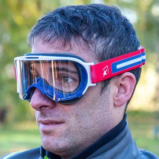 GOGGLES ARIETE WABI 14980-ABR CAURSPĪDĪGS STIKLS WHITE /RED