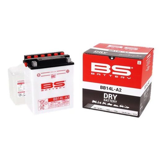 STANDARTA AKUMULATORS (AR SKĀBES AMPULĀM) BS-BATTERY BB14L-A2 (YB14L-A2) IEKĻAUTS SKĀBES IEPAKOJUMS