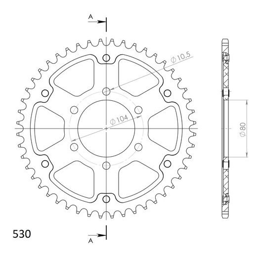 REAR SPROCKET SUPERSPROX STEALTH RST-488:46-GLD ZELTA 46T, 530