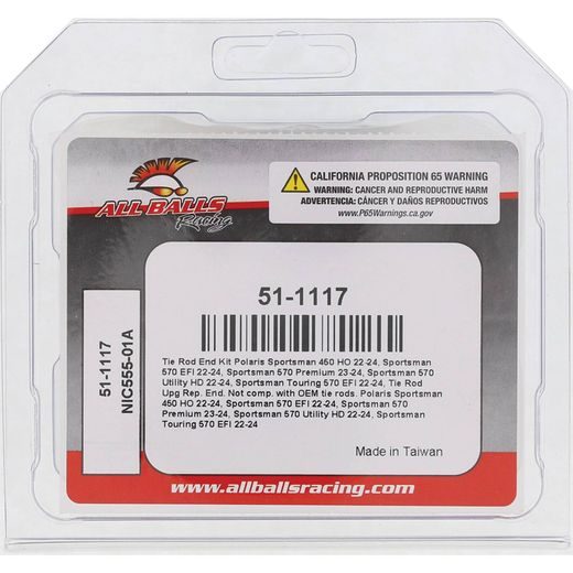 STŪRES ŠĶĒRSSTIEPŅA (TIE ROD) UZGAĻA REMKOMPLEKTS, LABAIS ALL BALLS RACING TRE51-1117