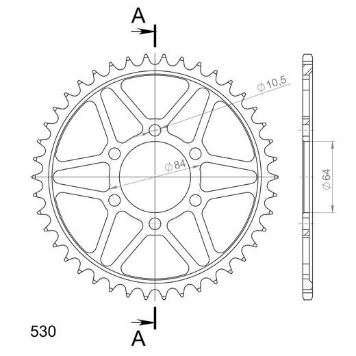 AIZMUGURĒJAIS ZOBRATS SUPERSPROX RFE-814:42-BLK MELNS/PELĒKS 42T, 530