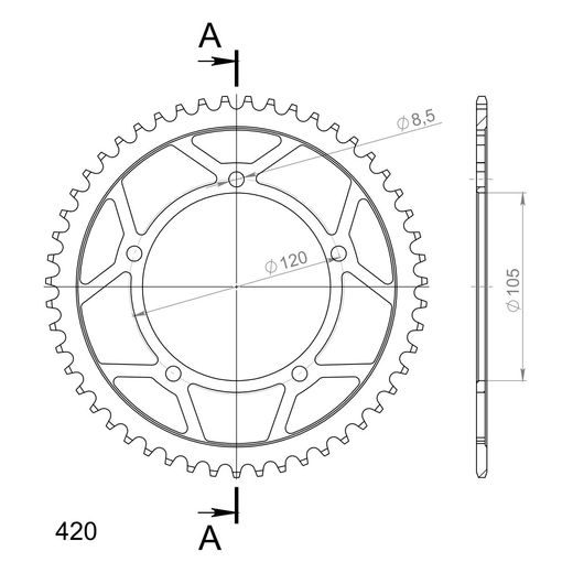 AIZMUGURĒJAIS ZOBRATS SUPERSPROX RFE-24:51-BLK MELNS/PELĒKS 51T, 420