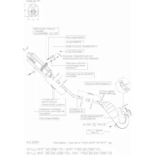 PILNA IZPLŪDES SISTĒMA X-FIGHT RIEJU MRT 50/SM FOR RIEJU MRT 50 CROSS (NERŪSĒJOŠAIS TĒRAUDS)