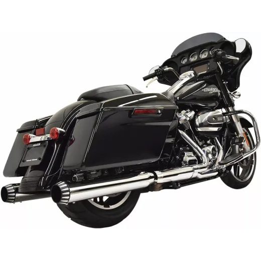 IZPŪTĒJS MUFFLERS 4" STRAIGHT QUIET | FLT 17-24 - CHROME/BLACK FOR HARLEY DAVIDSON FLH 1868 ABS