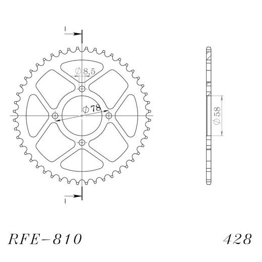 AIZMUGURĒJAIS ZOBRATS SUPERSPROX RFE-810:49-BLK MELNS/PELĒKS 49T, 428