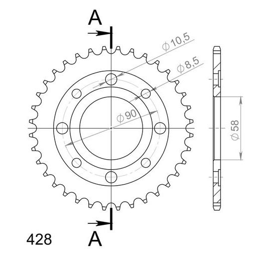 AIZMUGURĒJAIS ZOBRATS SUPERSPROX RFE-269:36-BLK MELNS/PELĒKS 36T, 428