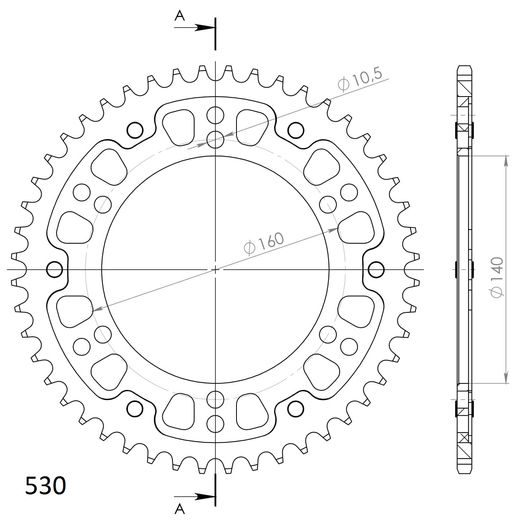 REAR SPROCKET SUPERSPROX STEALTH RST-502:48-GLD ZELTA 48T, 530